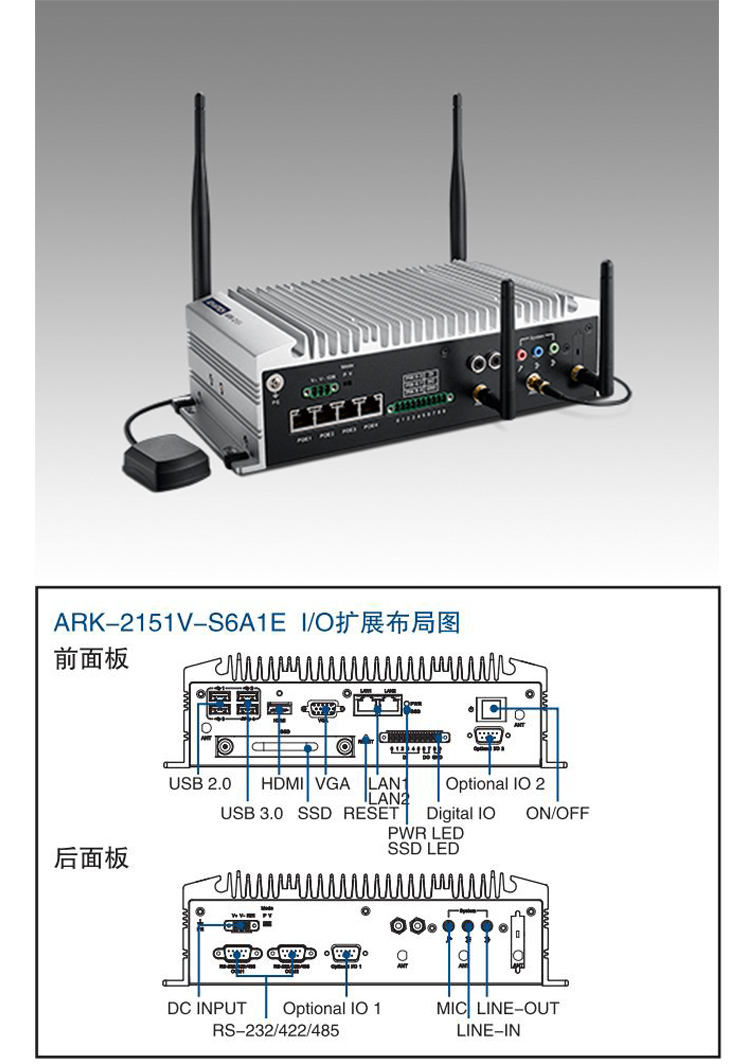 全新研華無(wú)風(fēng)扇嵌入式工控機(jī) 車(chē)載應(yīng)用 ARK-2151V