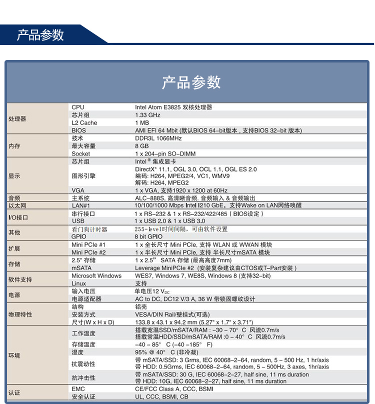 全新研華 無風扇嵌入式工控機 超緊湊ARK-1000系列 ARK-1123L