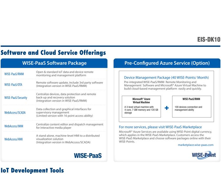 研華EIS-DK10 研華EIS-DK10，邊緣計(jì)算系統(tǒng)套件，包含整套物聯(lián)網(wǎng)設(shè)備，可快速實(shí)現(xiàn) IoT 實(shí)驗(yàn)環(huán)境搭建，幫助產(chǎn)品快速開發(fā)。
