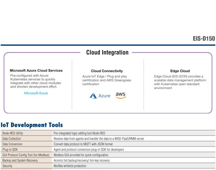 研華EIS-D150 研華EIS-D150，邊緣計(jì)算系統(tǒng)，支持Intel 第六代處理器，可選i3/i5/i7 CPU，最高支持 16 GB內(nèi)存，具備豐富擴(kuò)展接口 2 x LAN，4 x COM，6 x USB等，同時(shí)還可以擴(kuò)展 iDoor 和 ARK-Plus 模組增加更多的擴(kuò)展能力，可以根據(jù)現(xiàn)場應(yīng)用需求，靈活定制。