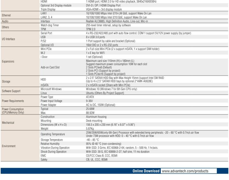 研華EIS-S230 研華 EIS-S230，邊緣計算系統(tǒng)服務(wù)器，支持Intel 第六代、第七代處理器，可選i3/i5/i7 Xeon CPU，DDR4 最高32GB，最多可支持4 x 2.5寸硬盤，具備豐富擴(kuò)展接口 4 x LAN，4 x COM，8 x USB，2 x PCIE。產(chǎn)品生命周期長，穩(wěn)定可靠。