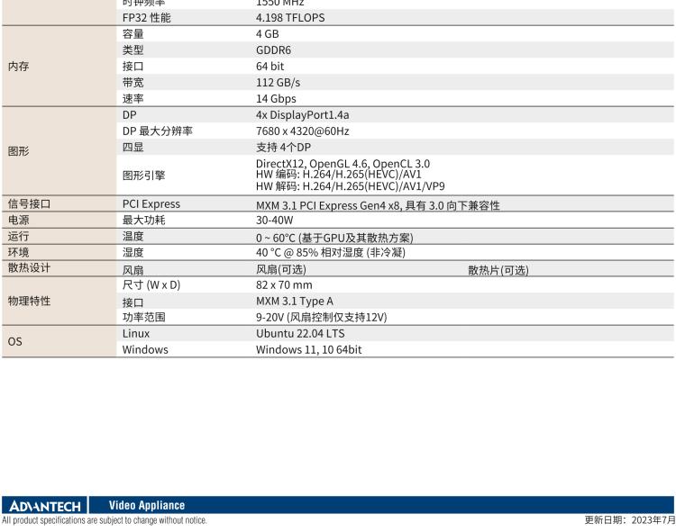 研華VEGA-X110 Intel Arc A370M MXM 3.1 Type A 嵌入式 GPU 卡，帶 DP1.4a