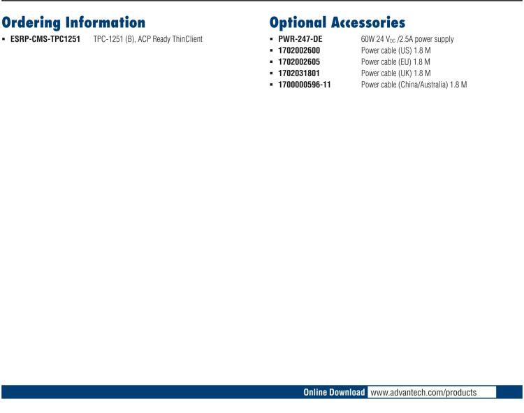 研華ESRP-CMS-TPC1251 Realize the true value of thin client and centralized management technologies with Advantech’s ThinManager compatible industrial thin clients.