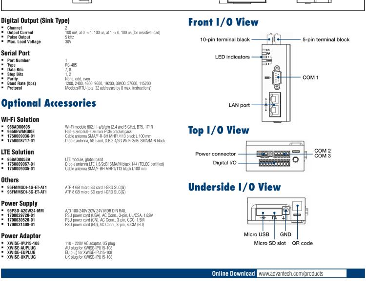 研華Ei-W710 Industrial Gateway with ARM Cortex?-A9 Processor, 2 x LAN, 3 x COM, and 4 x DI/O