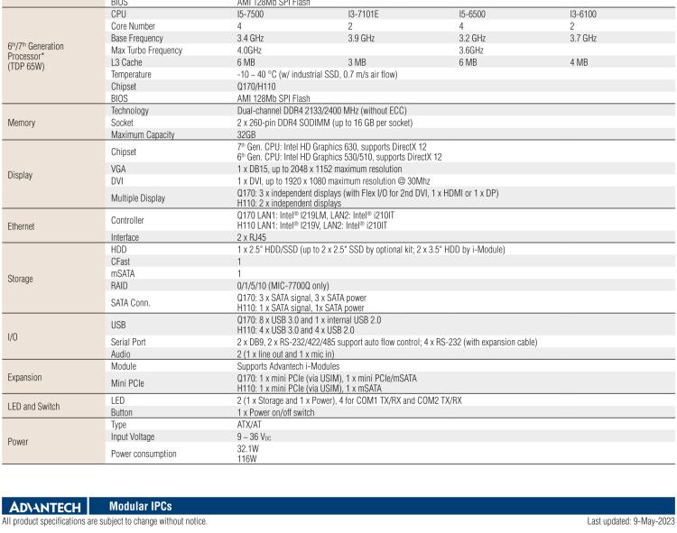 研華MIC-7700 Intel? 第六代/第七代 Core i 臺(tái)式機(jī)處理器緊湊型無(wú)風(fēng)扇系統(tǒng)