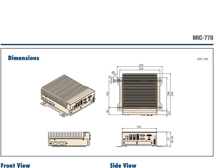 研華MIC-770 Intel? 第八/九代Core? i 臺式機(jī)處理器 (LGA 1151)緊湊型無風(fēng)扇系統(tǒng)