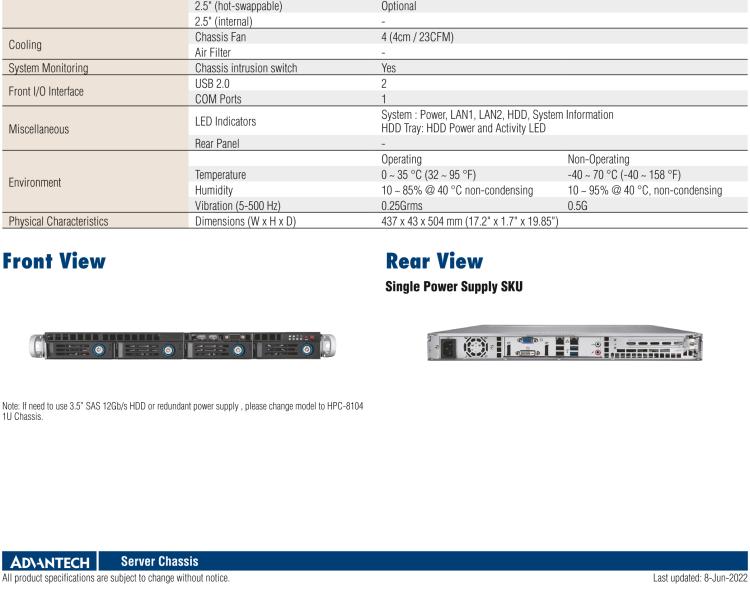 研華HPC-7140 1U 機(jī)架式服務(wù)器機(jī)箱，適用于 MicroATX/ATX 服務(wù)器主板，支持4個(gè)3.5"熱插拔盤位，1個(gè)全長/半長PCI-E x16擴(kuò)展插槽