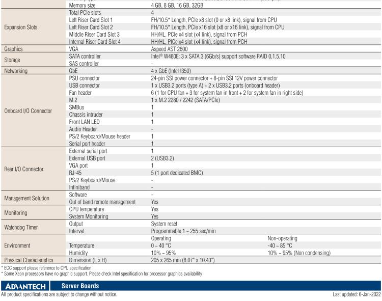 研華ASMB-610 LGA 1200 Intel? Xeon? W & 第十代 Core?專用服務器主板，帶4 x DDR4, 1 x PCIeX16, 2 x PCIeX4, 5 x USB 3.2, 3 x SATA 3, Quad LANs and和 IPMI