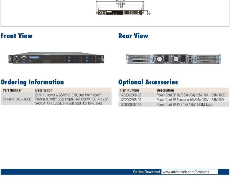 研華SKY-8101D Compact 1U High Performance Server based on Intel? Xeon? Processor Scalable Family