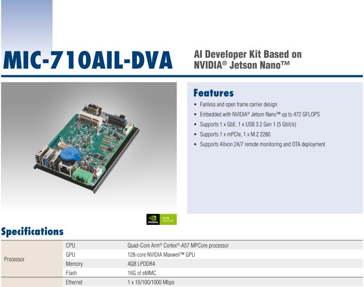 研華MIC-710AIL-DVA1 NVIDIA? Jetson Nano? 開發(fā)板