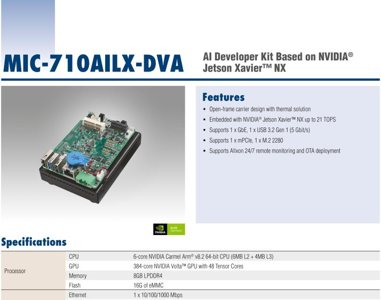研華MIC-710AILX-DVA NVIDIA? Jetson Xavier NX開(kāi)發(fā)板