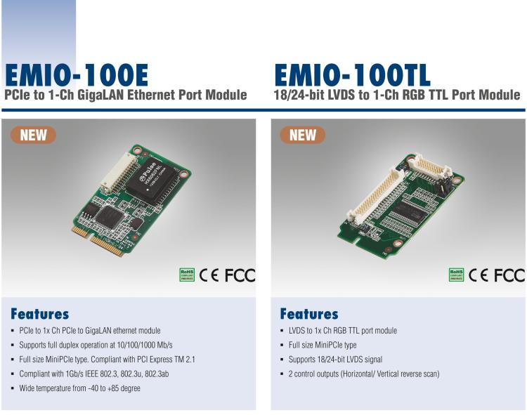 研華EMIO-100E GigaLAN 以太網(wǎng)模塊、1-Ch、PCIe I/F