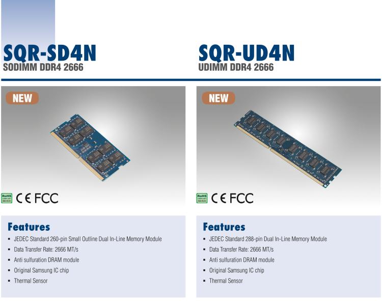 研華SQR-UD4N UDIMM DDR4 2133/2400/2666