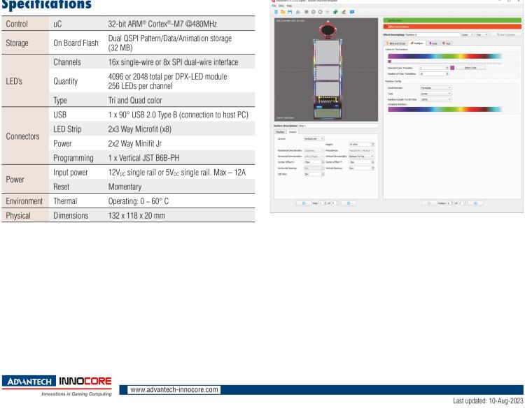 研華DPX-LED The DPX-LED is an industrial grade 16-channel (single-wire) / 8-channel (SPI dual-wire) LED controller suitable for diverse applications.