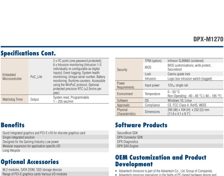 研華DPX-M1270 Intel? 8th & 9th Generation Core?-i7/i5/i3 Embedded Multi-media Gaming System