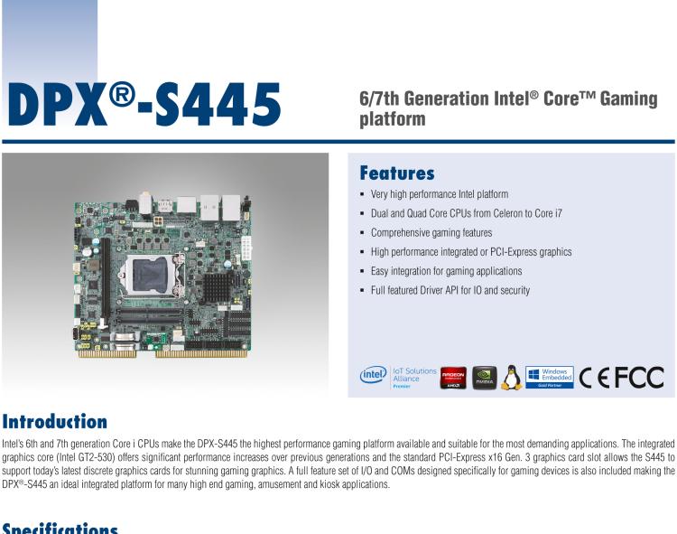 研華DPX-S445 6/7th Generation Intel? Core? Gaming platform