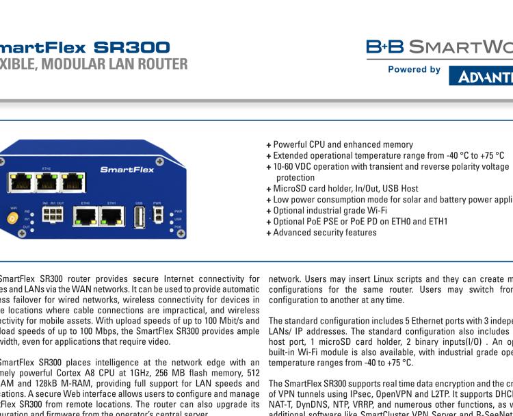 研華BB-SR30009110-SWH SmartFlex, Global, 5x Ethernet, PoE PD, Plastic, Without Accessories