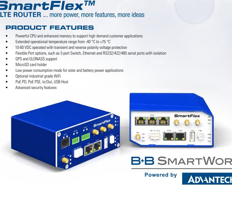 研華BB-SR30309125-SWH LTE 路由器、5E、USB、2I/O、SD、2S、PD、SL、Acc、SmartWorx Hub