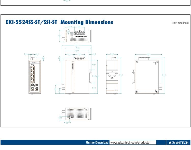 研華EKI-5524SSI 2光4電百兆ProView(組態(tài))系列工業(yè)以太網(wǎng)交換機(jī)(包含單模/多模、SC/ST接口)