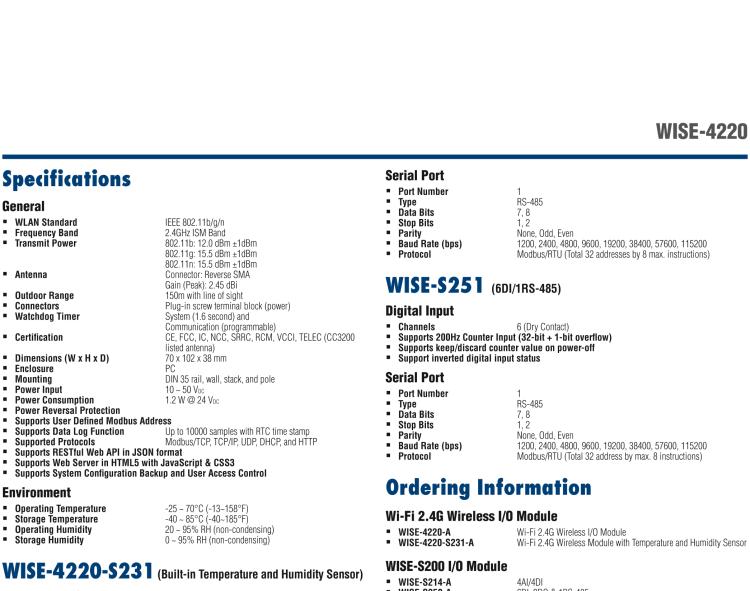 研華WISE-4220-S231 內(nèi)置溫濕度傳感器物聯(lián)網(wǎng)無(wú)線(xiàn)傳感器節(jié)點(diǎn)