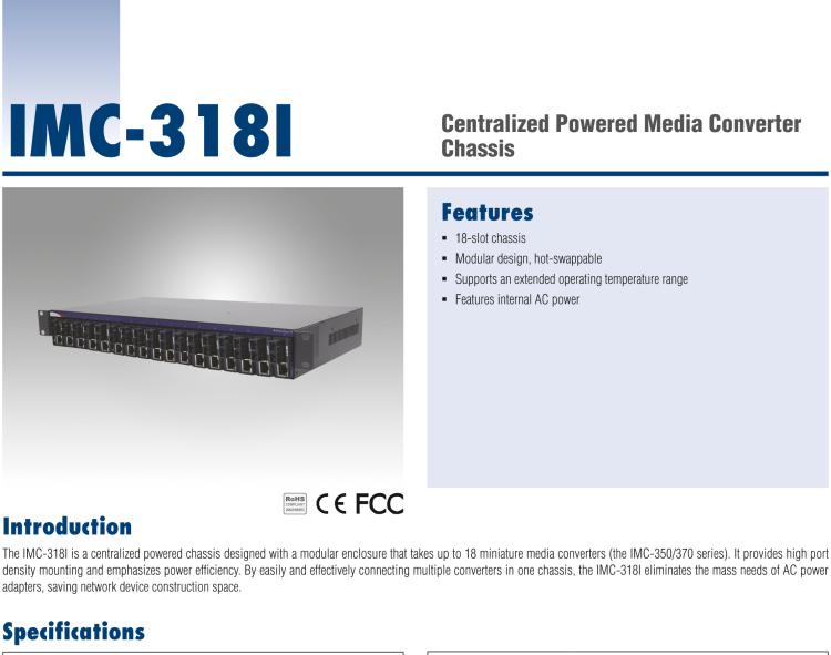 研華BB-850-13086 IE-PowerTray/18-AC（-20°C 至 +70°C）- 18 插槽 AC 供電機箱