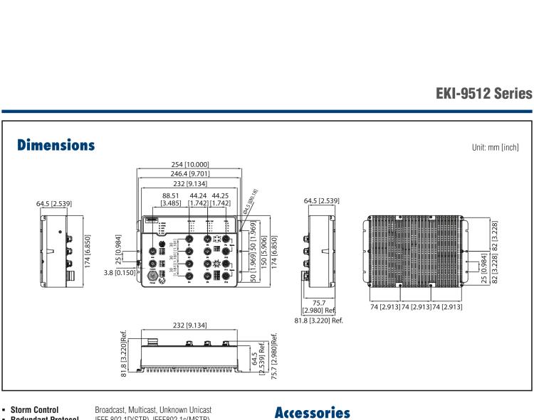 研華EKI-9512E-4GMX EN50155 Managed Ethernet Switch with 8FE+4GE, 24-110VDC