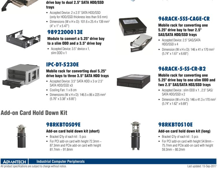 研華IPC-DT-5230E Disk Tray: transfer 5.25" drive bay x2 to 3.5" HDD x3