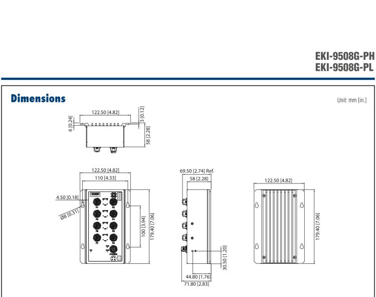 研華EKI-9508G-PH EN50155 Unmanaged PoE Ethernet Switch with 8GE, 72-110 VDC