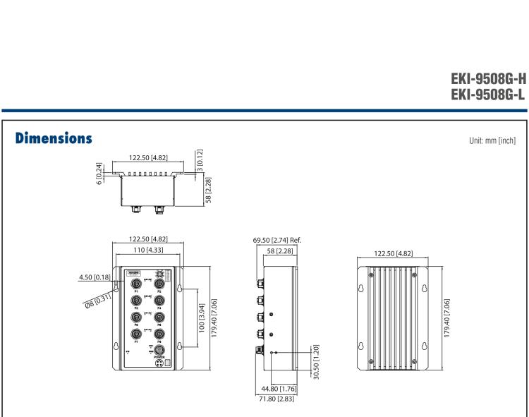 研華EKI-9508G-H 8個(gè)千兆M12端口非網(wǎng)管EN50155交換機(jī)， 支持72/96/110 VDC供電