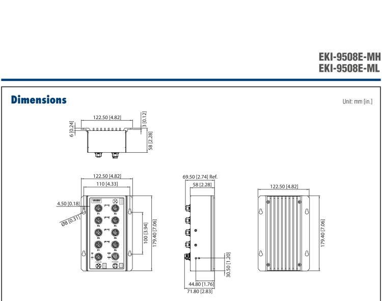 研華EKI-9508E-MH 8個百兆M12端口非網(wǎng)管EN50155交換機， 支持72/96/110 VDC供電