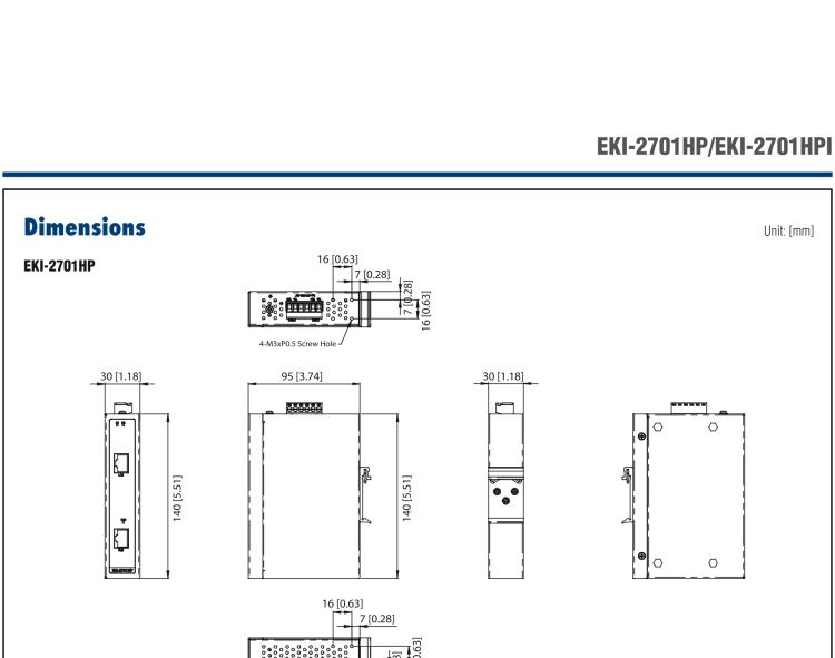 研華EKI-2701HP 1GE PoE Injector, IEEE802.3af/at, 24~48VDC