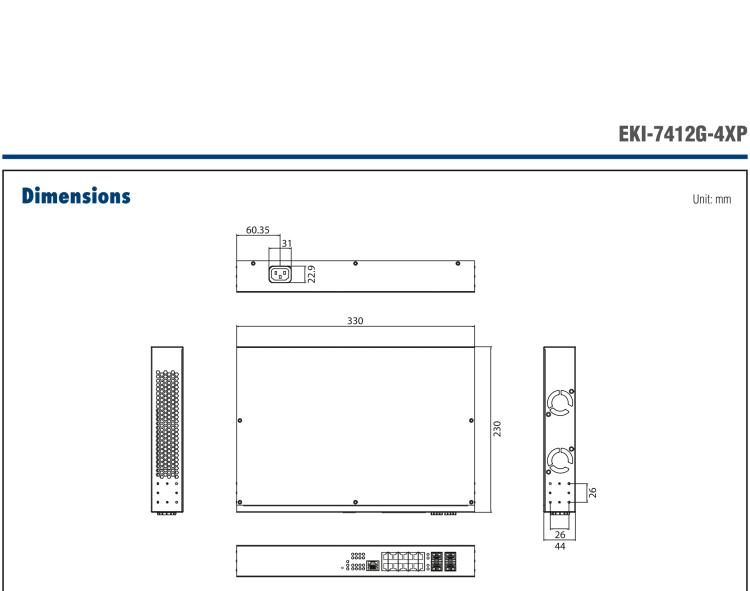 研華EKI-7412G-4X EKI-7412G-4XP 10G Ethernet switch is ideal for large-scale networks like surveillance applications that involve high-resolution videos and images.