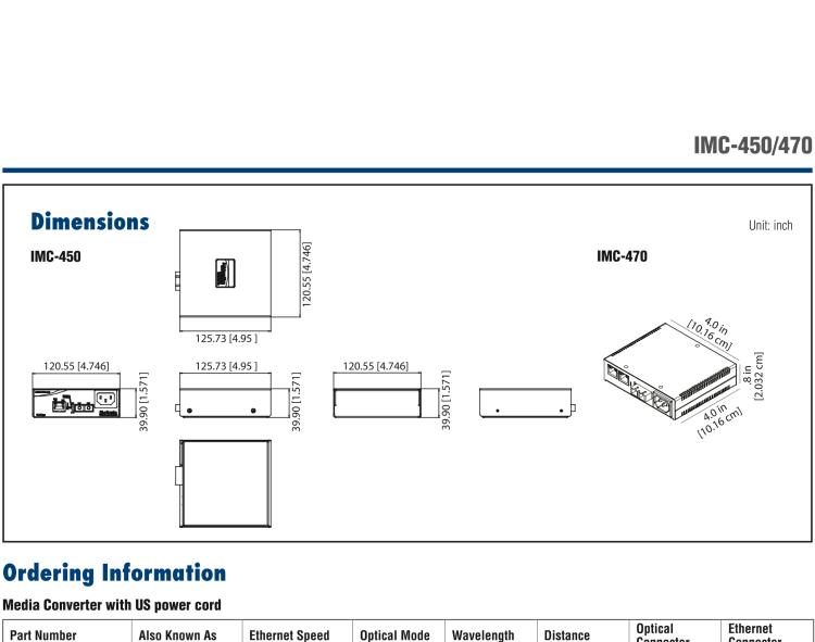 研華IMC-450-MM Standalone Media Converter, 100Mbps, Multimode 1300nm, 5km, SC