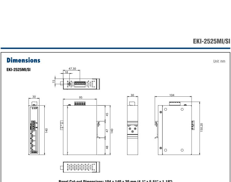 研華EKI-2525SI 4FE+1FE SC Single-mode Unmanaged Ethernet Switch, -40~75℃