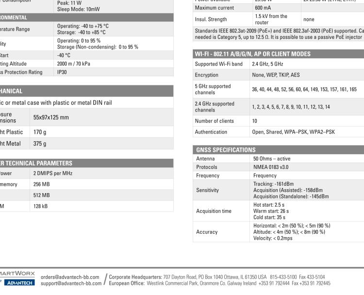 研華BB-SR30818015-SWH SmartFlex, AUS/NZ, 2x Ethernet, Wi-Fi, PoE PSE, Plastic, International Power Supply (EU, US, UK, AUS)