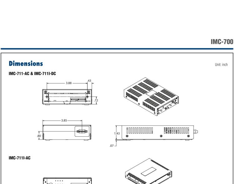 研華IMC-711I-AC-PS Managed Hardened Modular 1-slot Media Converter Chassis, AC Power (also known as IE-MediaChassis 850-33100)