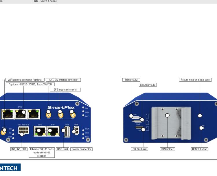 研華BB-SR30918120-SWH SmartFlex, Korea, 5x Ethernet, Wi-Fi, PoE PSE, Metal, Without Accessories