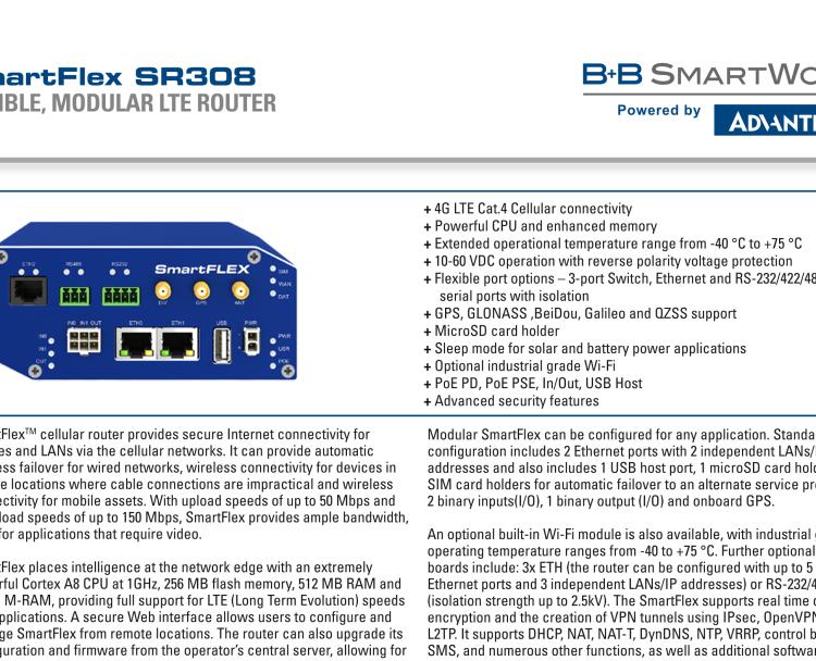 研華BB-SR30800415-SWH SmartFlex, AUS/NZ, 3x Ethernet, 1x RS232, 1x RS485, Plastic, International Power Supply (EU, US, UK, AUS)