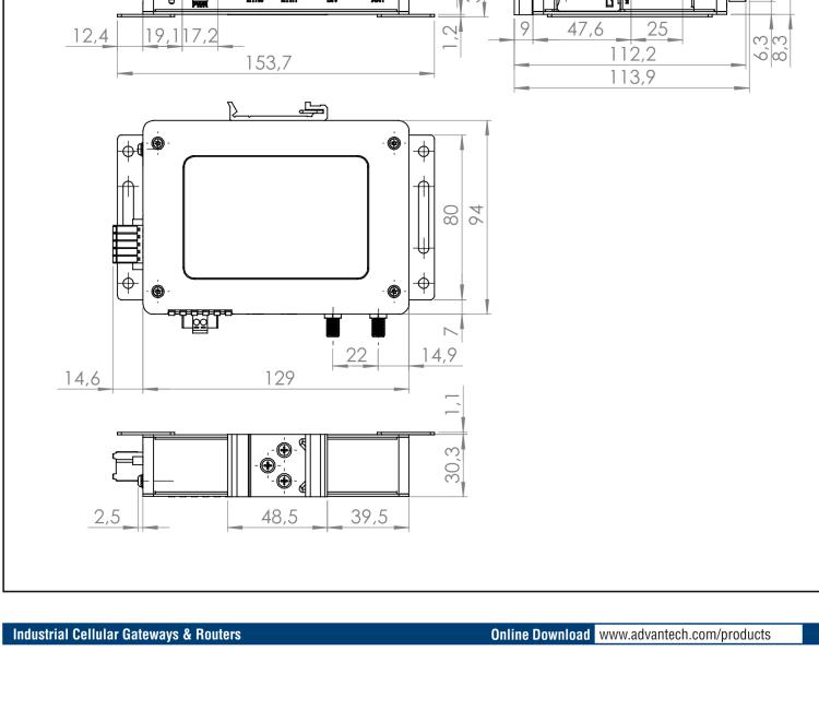 研華ICR-3232 ICR-3200, AUS/NZ, 2x Ethernet, 1x RS232, 1x RS485, Metal, Without Accessories