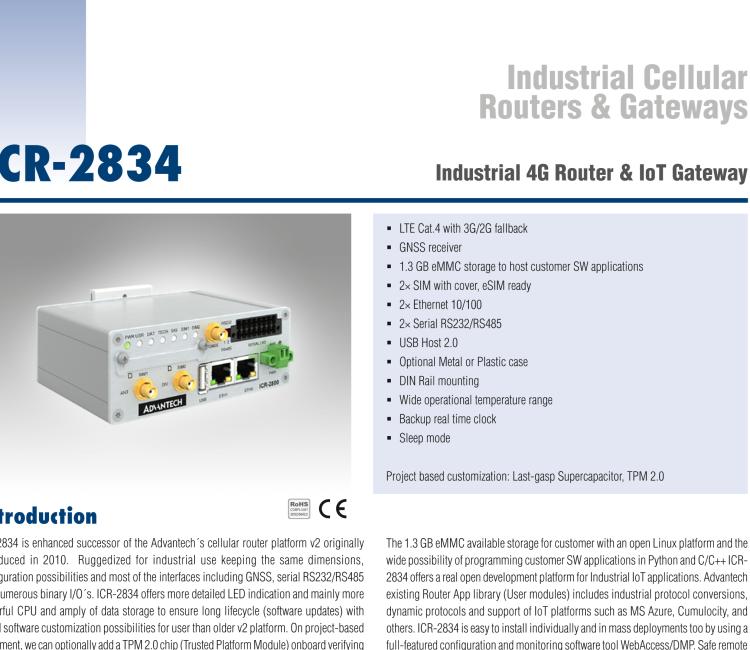 研華ICR-2834GPA02 ICR-2800, EMEA, 2x Ethernet, 2× RS232/RS485, USB, GPS, Plastic, UK ACC