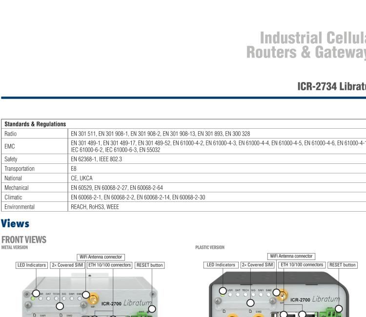 研華ICR-2734WPA02 ICR-2700, EMEA, 2x Ethernet, USB, Wi-Fi, Plastic, UK Accessories