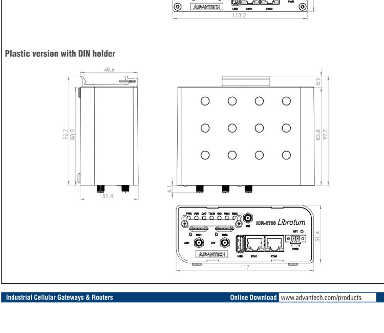 研華ICR-2734WP ICR-2700, EMEA, 2x Ethernet, USB, Wi-Fi, Plastic, Without Accessories