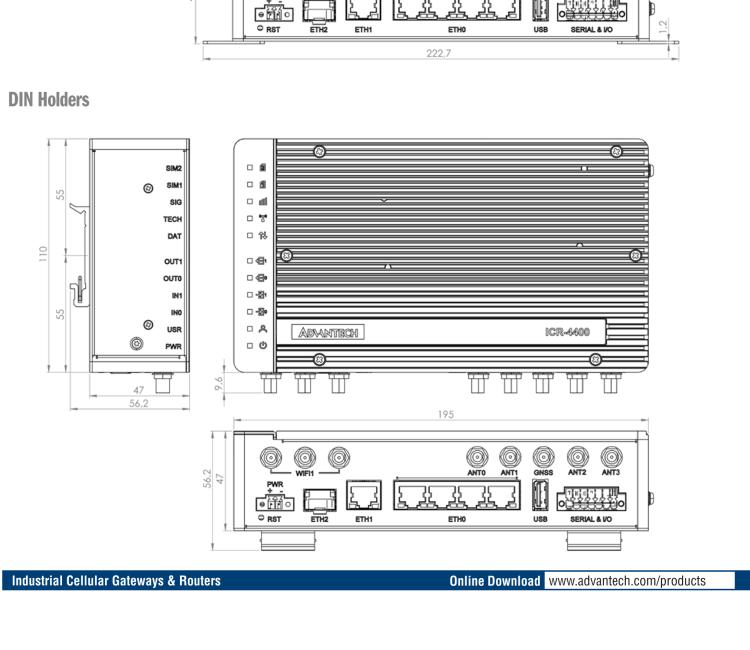 研華ICR-4453WS ICR-4400, EUROPE, NAM, 5x Ethernet, 1x RS232, 1x RS485, CAN, PoE PSE+, Wi-Fi, SFP, USB, SD, Without Accessories