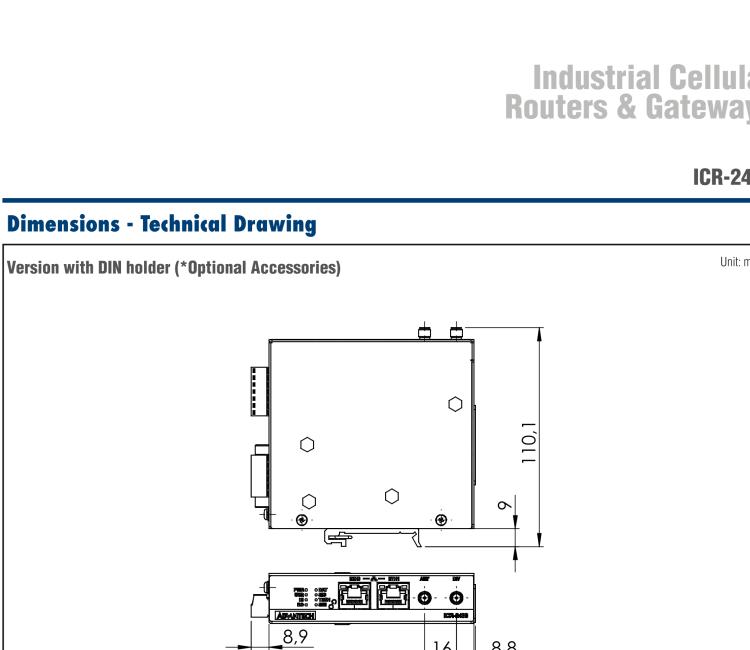 研華ICR-2441 ICR-2400, NAM, 2x Ethernet , 1x RS232, 1x RS485, Metal, Without Accessories