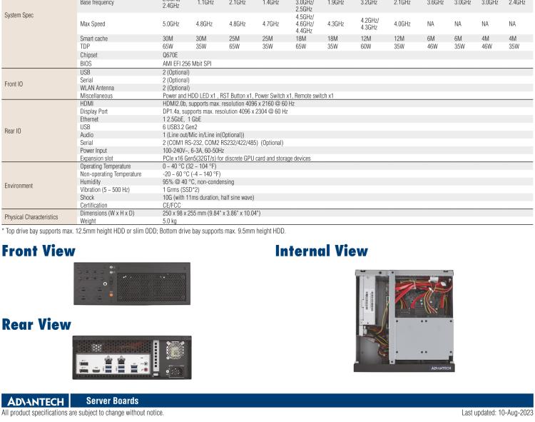 研華EPC-B2278 適配Intel 第12代 Core i 系列處理器，搭載Q670E芯片組。2U高度，精簡(jiǎn)尺寸，性能強(qiáng)勁，是小尺寸高性能場(chǎng)景的理想解決方案。