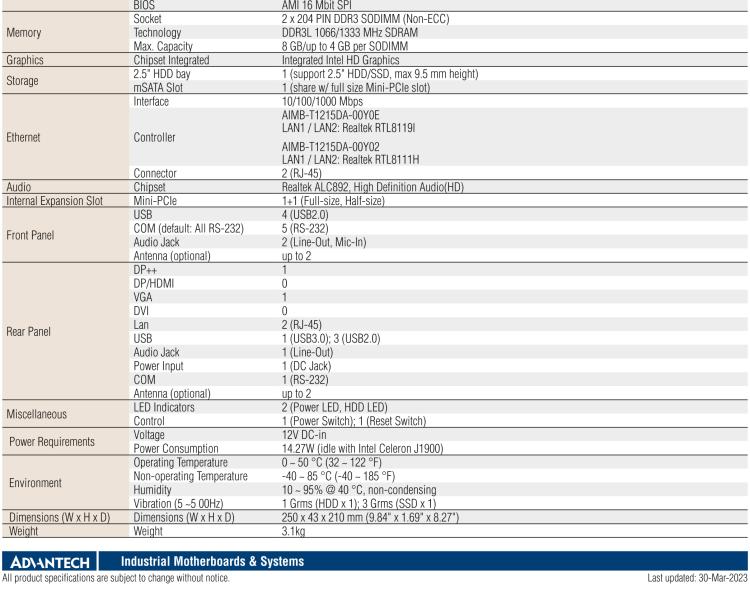 研華EPC-T1215 板載Intel? 第4代 賽揚 J1900 處理器。支持無風(fēng)扇設(shè)計，1U超薄高度，支持上架，高性價比解決方案。