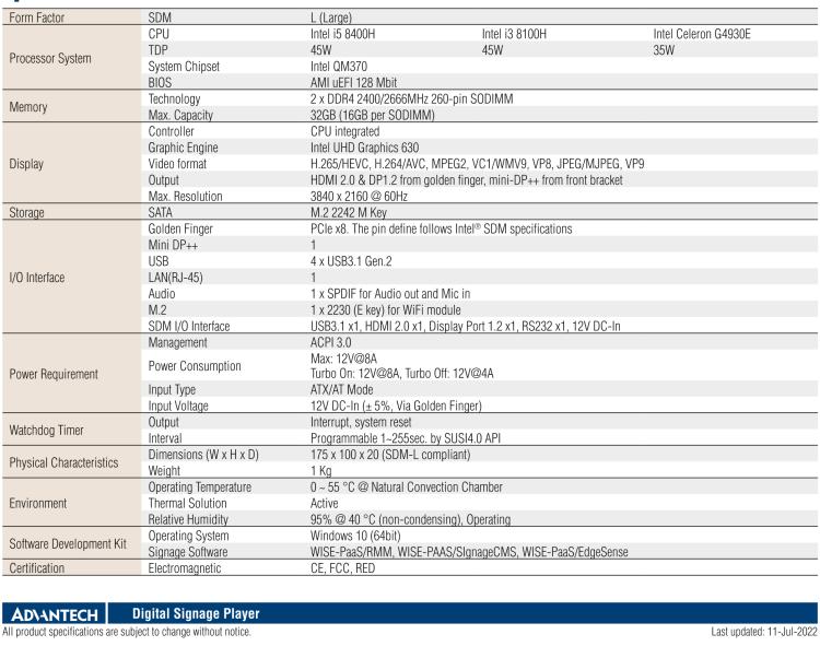 研華DS-200 Intel ? 第八代 Core? i3/i5 SDM，支持4K三顯的數(shù)字標(biāo)牌播放器