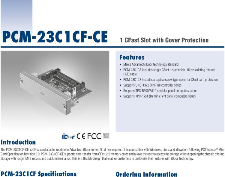 研華PCM-23C1CF 1插口CFast插槽，帶保護蓋