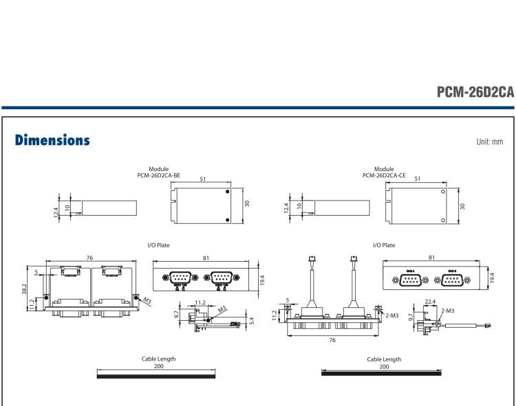 研華PCM-26D2CA 2端口隔離CANBus mPCIe, CANOpen, DB9