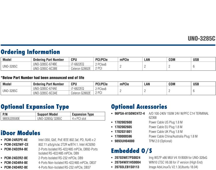 研華UNO-3285C 搭配Intel? Core?處理器，4×PCI(e) 擴展槽，2 x GbE, 2 x mPCIe, HDMI, DVI-I